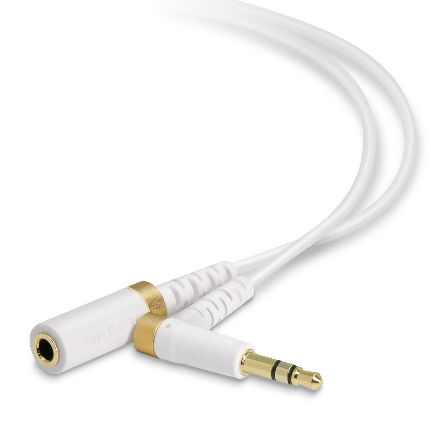 ELECOM Headphone/Earphone Extension Cable High-Durability Design 3.5mm L-Shaped Plug 2m White EHP-35ELS20WH