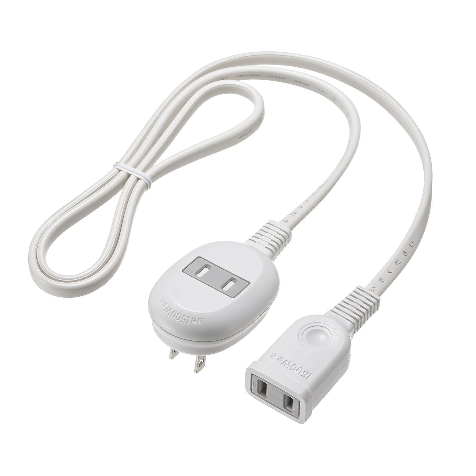 Sanwa Supply Plus 1-Outlet Extension Cord 2P・1 Outlet + 1 Outlet・1m White TAP-B8-1K