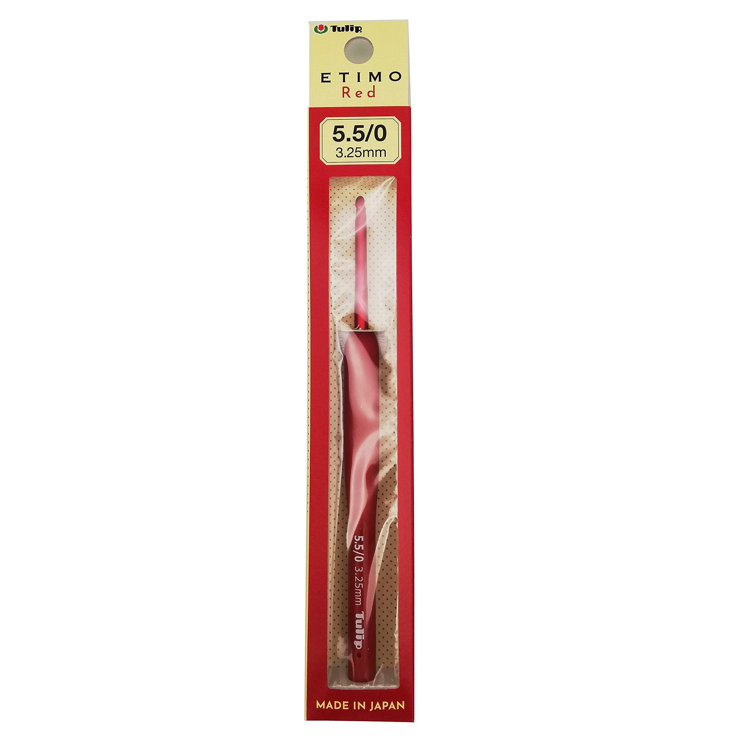Tulip ETIMO Etimo Red Crochet Hook with Cushion Grip, Single Hook, Sizes 1/0 to 10/0