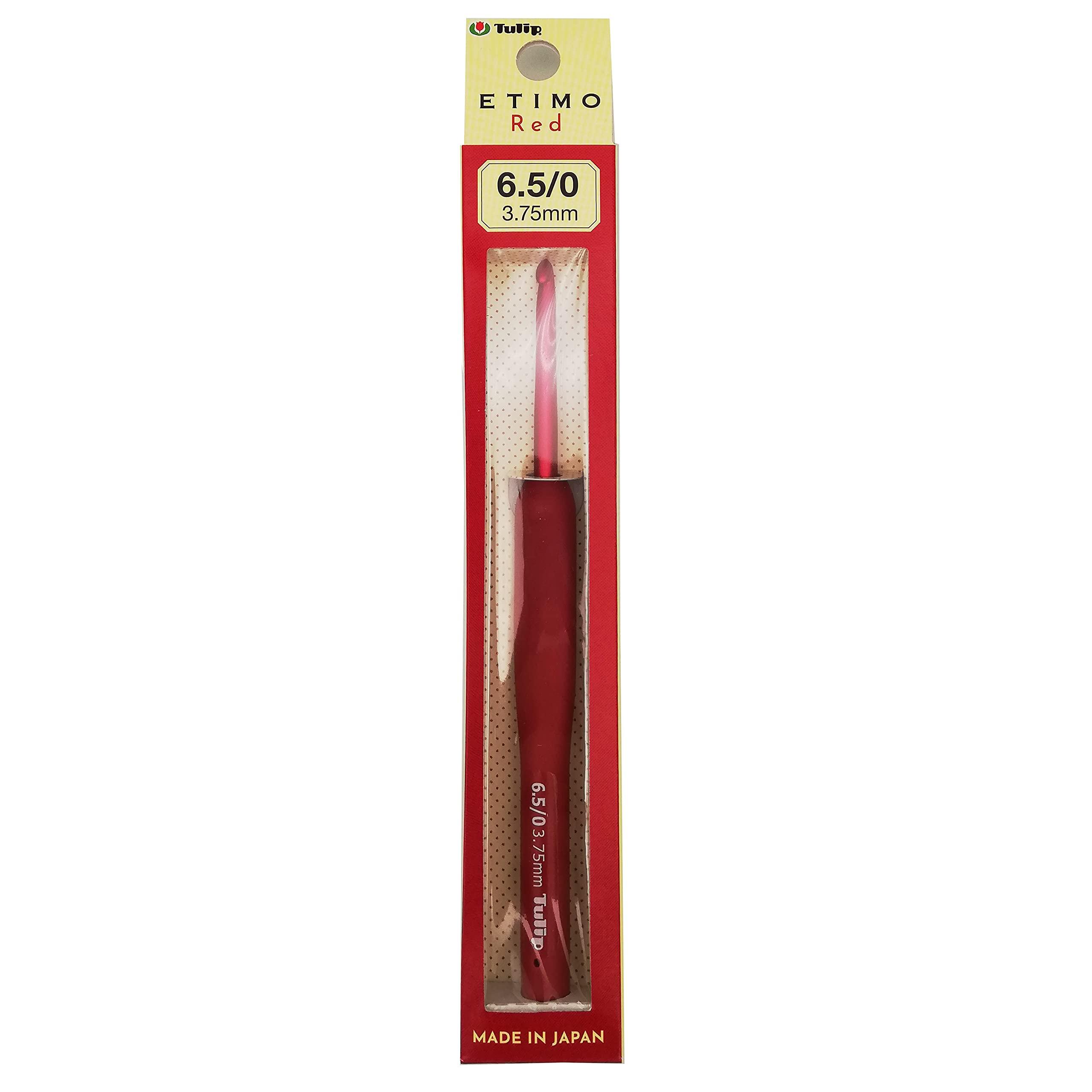 Tulip ETIMO Etimo Red Crochet Hook with Cushion Grip, Single Hook, Sizes 1/0 to 10/0