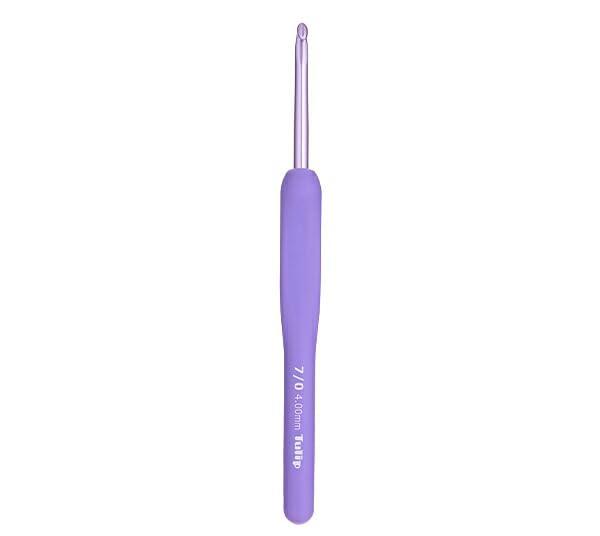 ETIMO Purple Crochet Hook with Cushion Grip, Single Hook (Sizes 1/0 to 10/0)