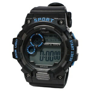 [Crefar] Digital Sports Watch, Waterproof, Multifunction, Urethane Strap, TE-D280-BKB, Men's, Black