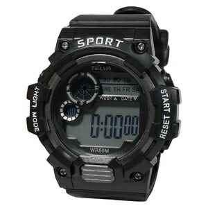 [Crefar] Digital Sports Watch, Waterproof, Multifunction, Urethane Strap, TE-D280-BKW, Men's, Black