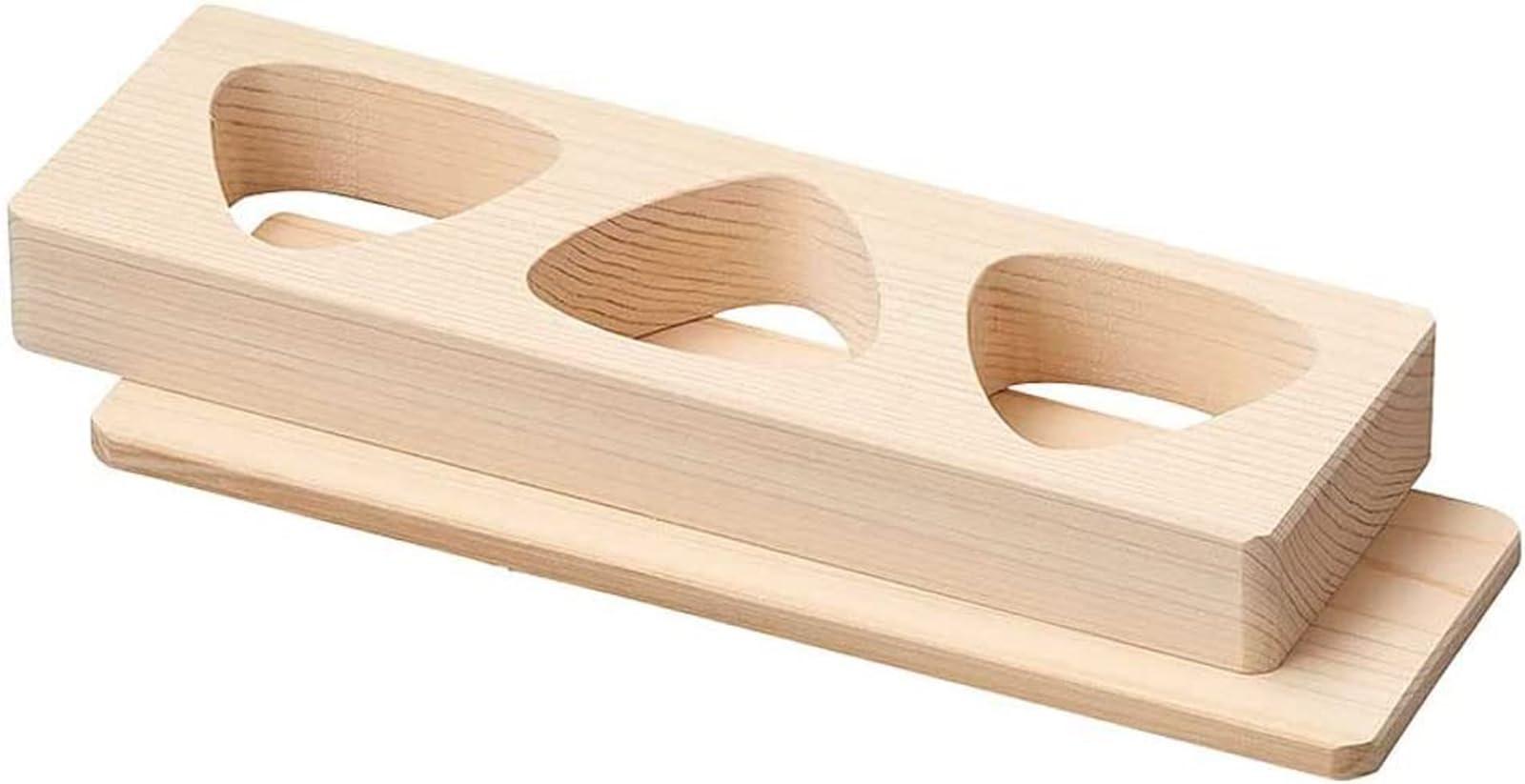 Yamaco Yumi Commercial Use Cypress Rice Ball Mold (Solid Mold) 3-Hole (with Base Plate) yamaco06307
