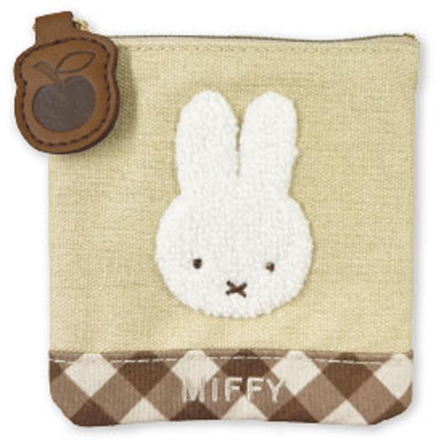 Miffy Diagonal Check Series Mini Flat Pouch Beige