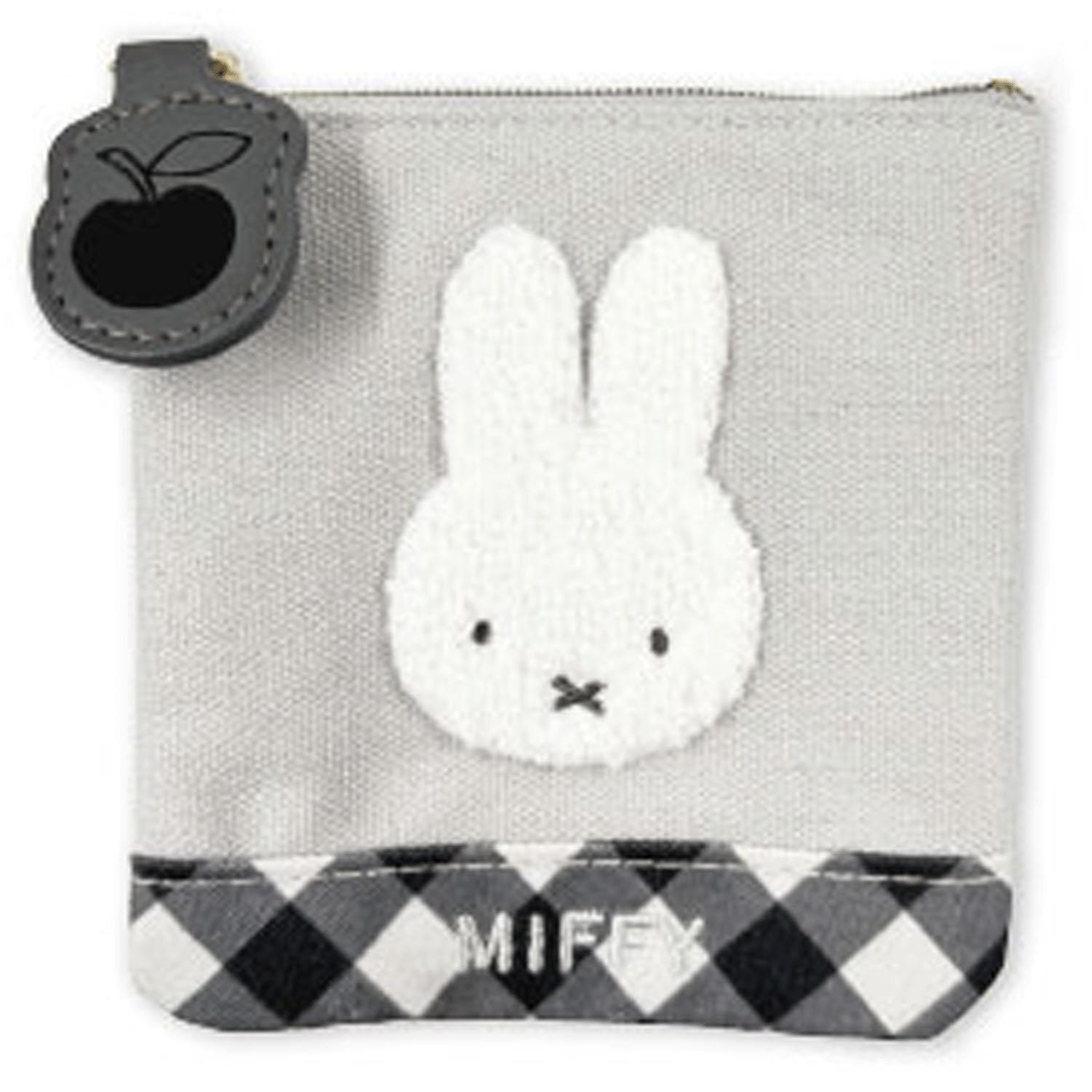 Miffy Diagonal Check Series Mini Flat Pouch Gray