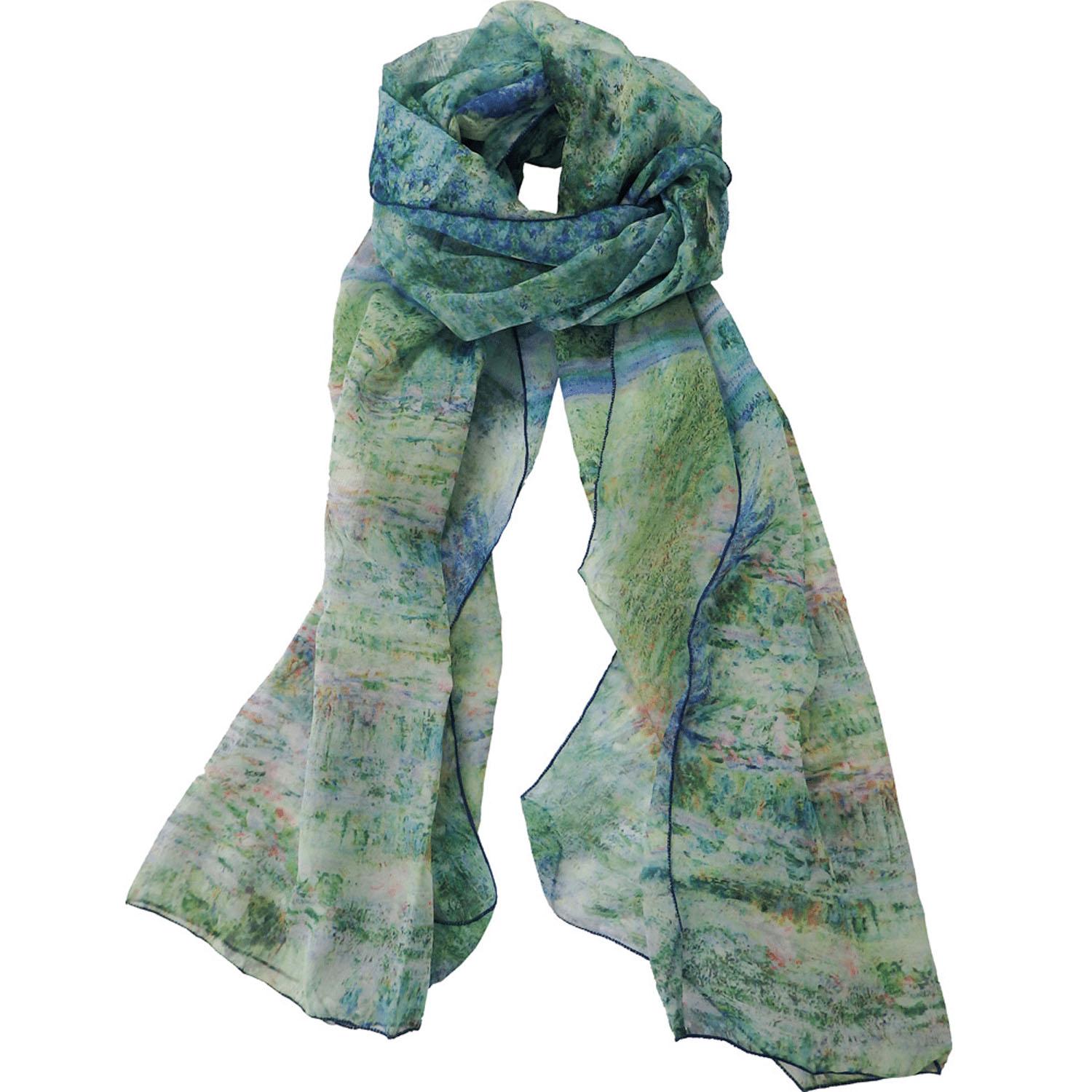 Masterpiece Stole ~Museum Art Collection~ Monet “Water Lilies and Japanese Bridge”