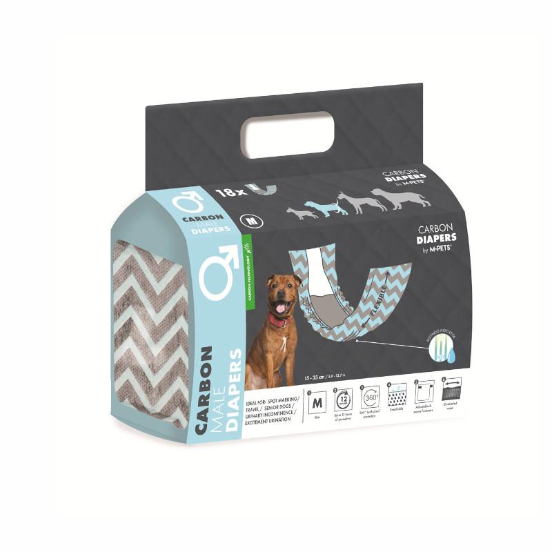 Campaign Item: M-PETS Boys' CARBON Diapers M Size, 18-Pack