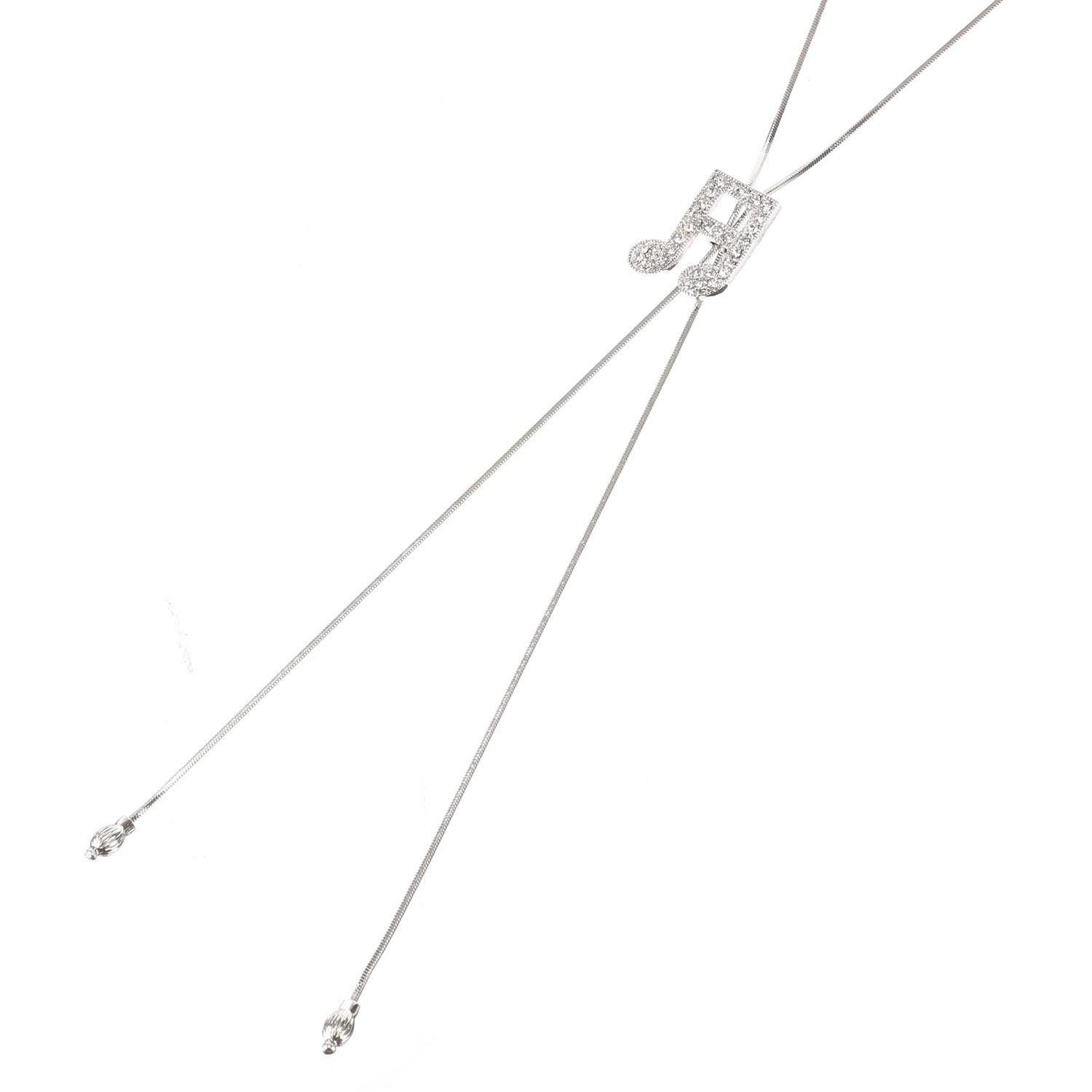Lariat Necklace, Silver, Musical Note