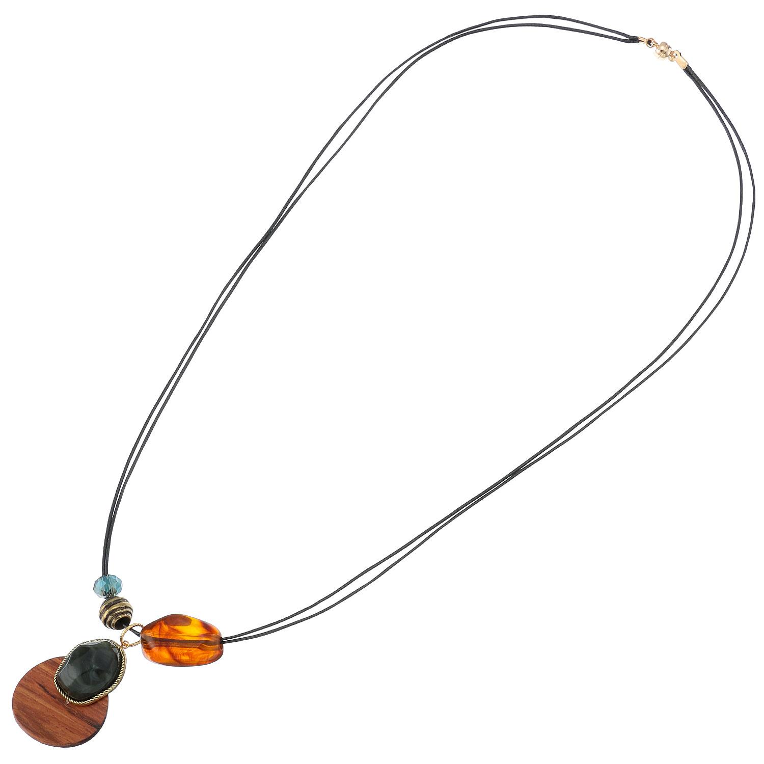 Mixed-Material Long Necklace