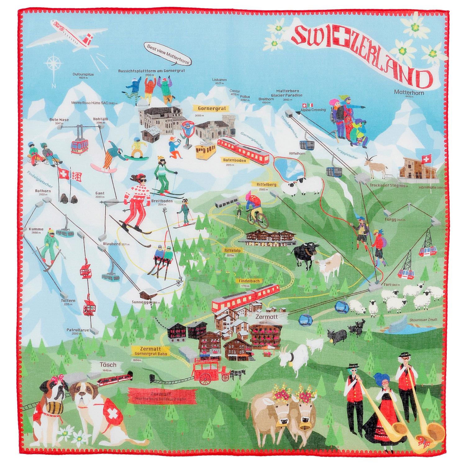 CHIZUTABI 58cm Large Handkerchief: Swiss Railways