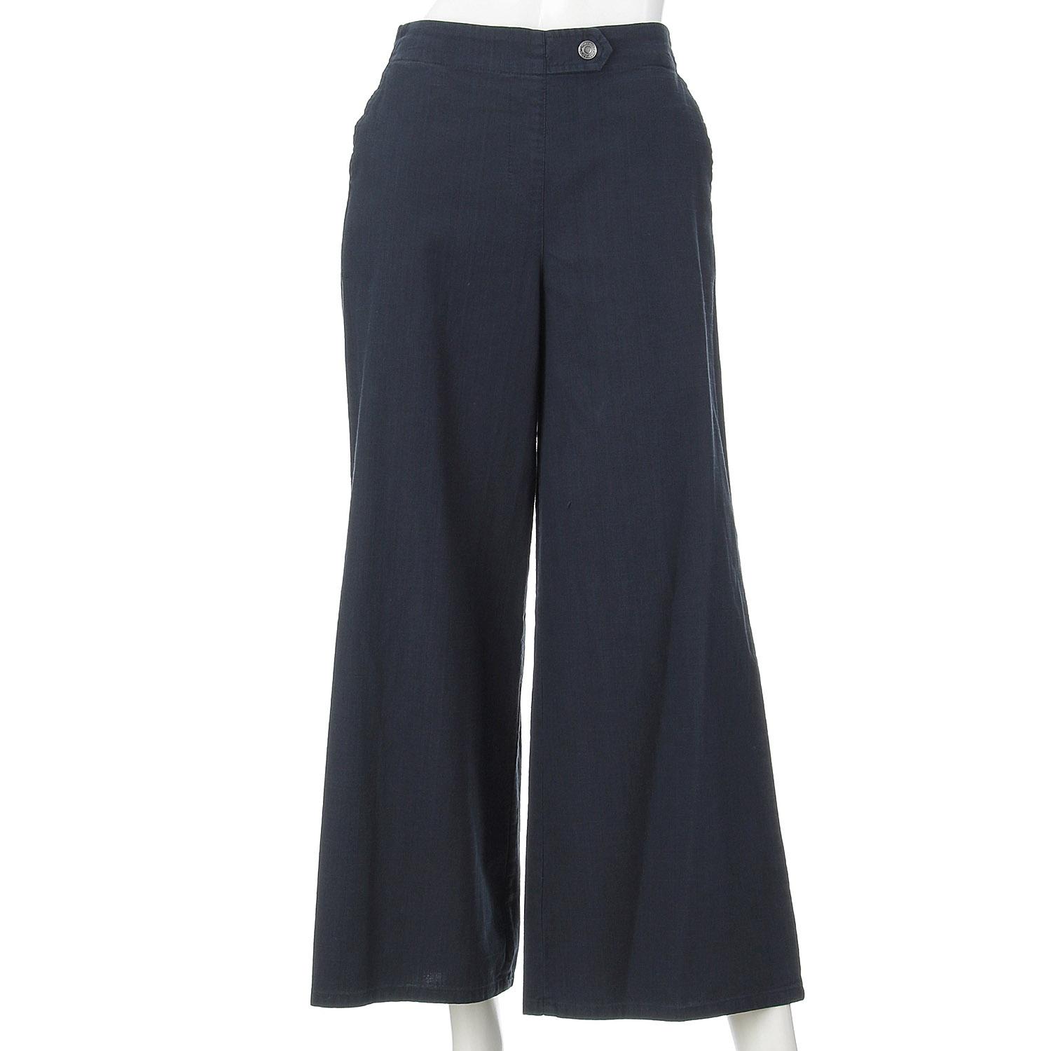 Cotton Slub Baggy Pants, Navy Blue, S