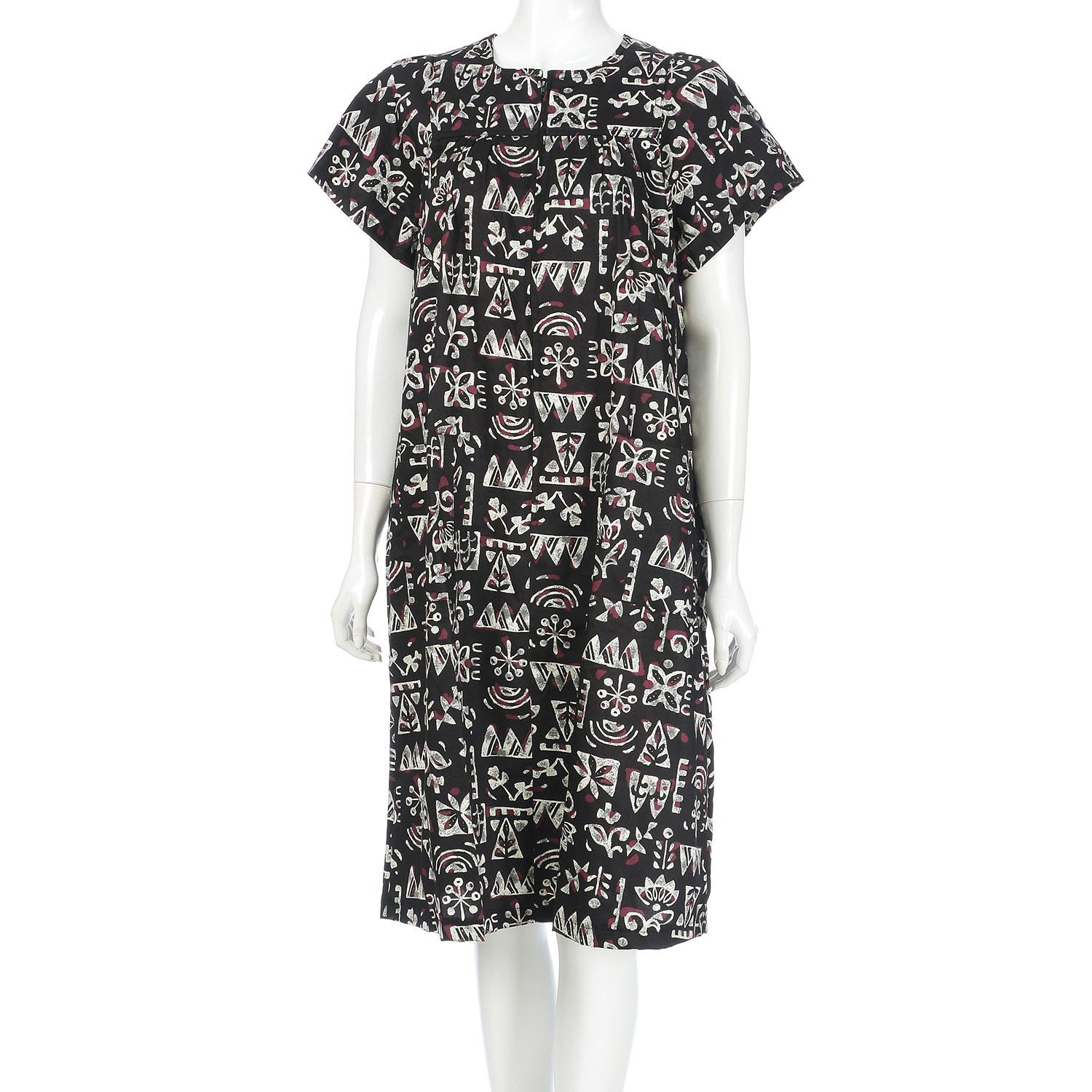 Silk Gathered Dress - Gray - M to L