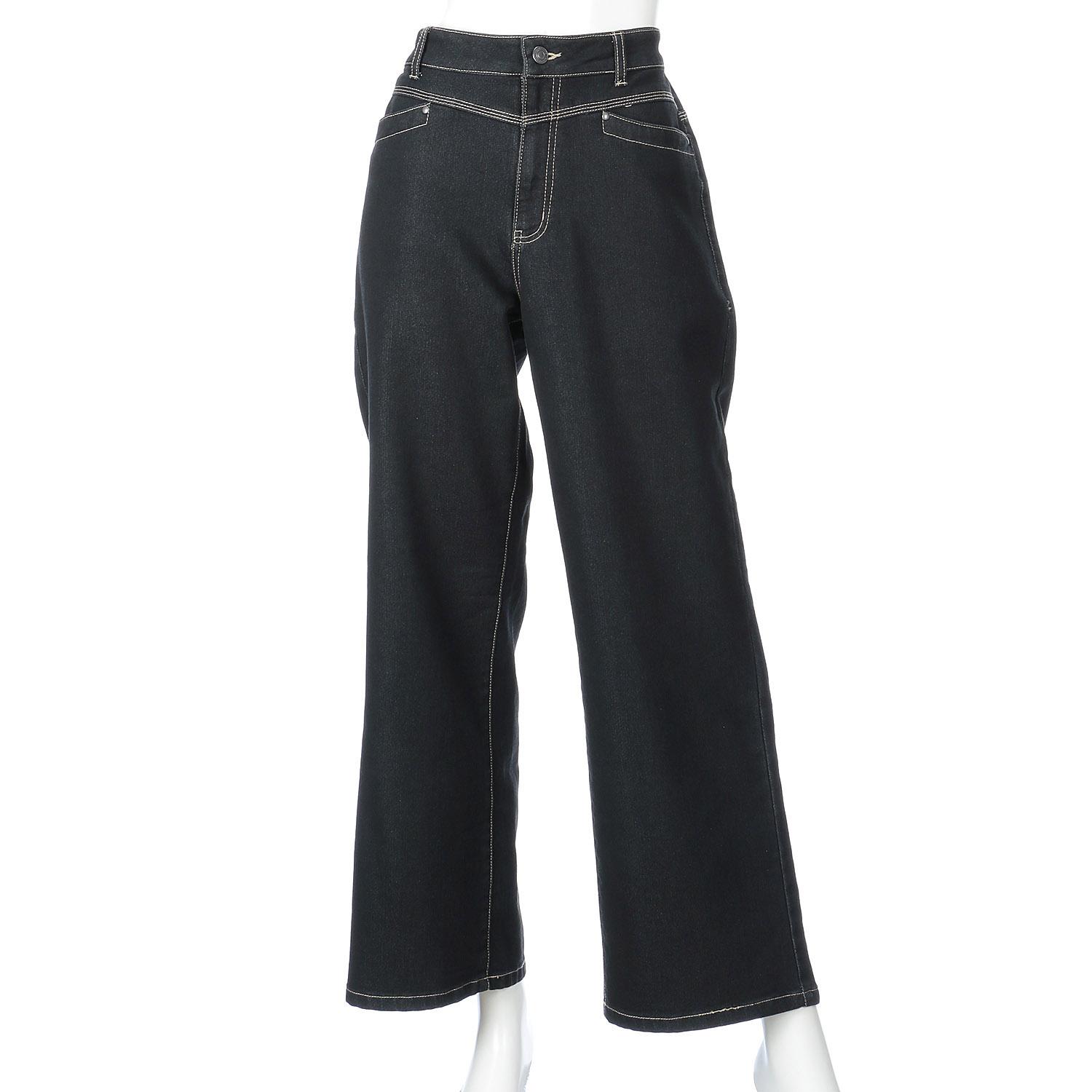 Pile Denim Pants, Black, L