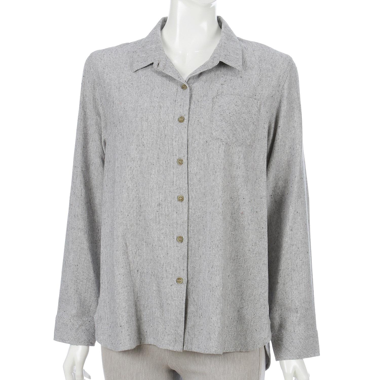 Cotton Flannel Shirt, Gray, LL (2L)
