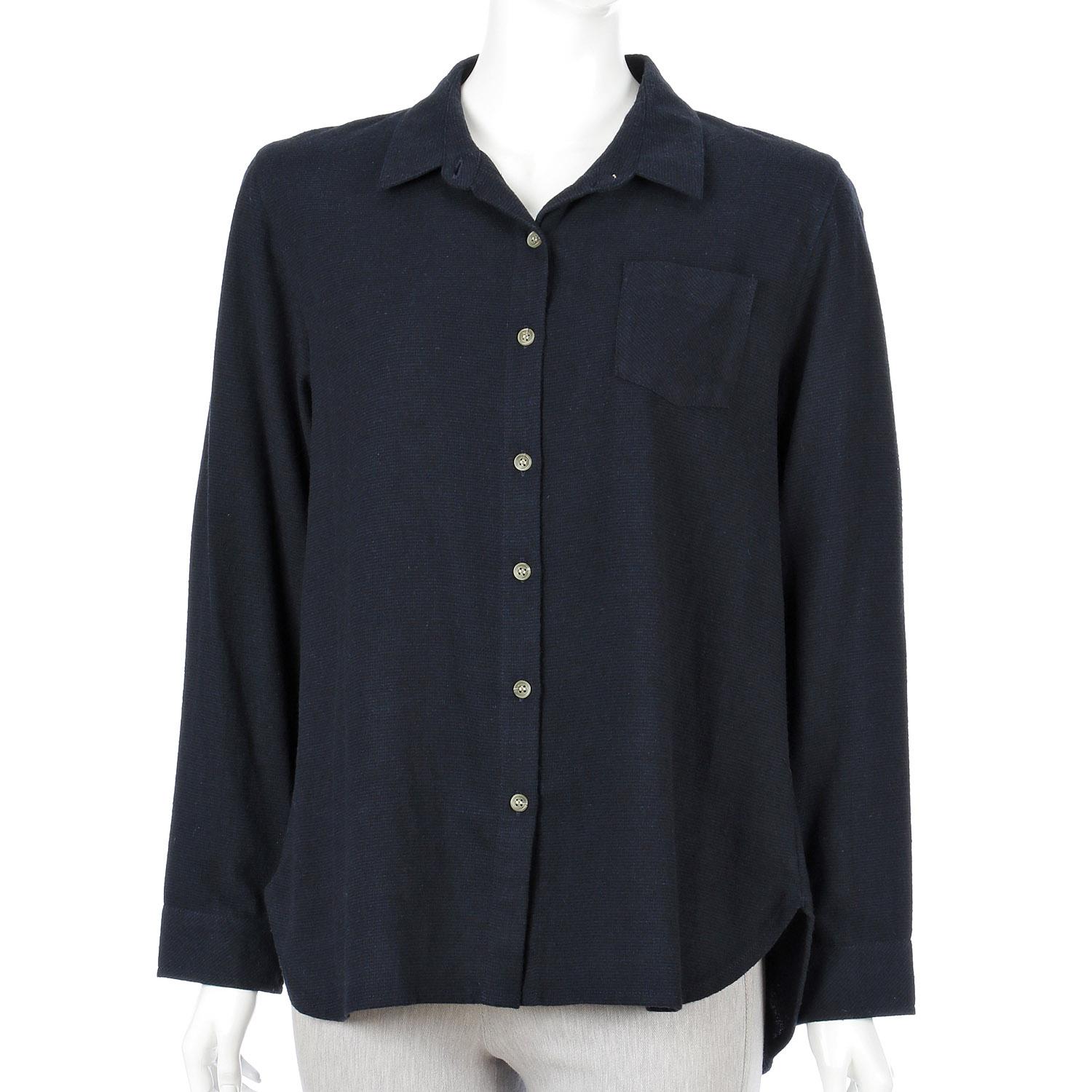 Cotton Flannel Shirt, Navy, LL (2L)