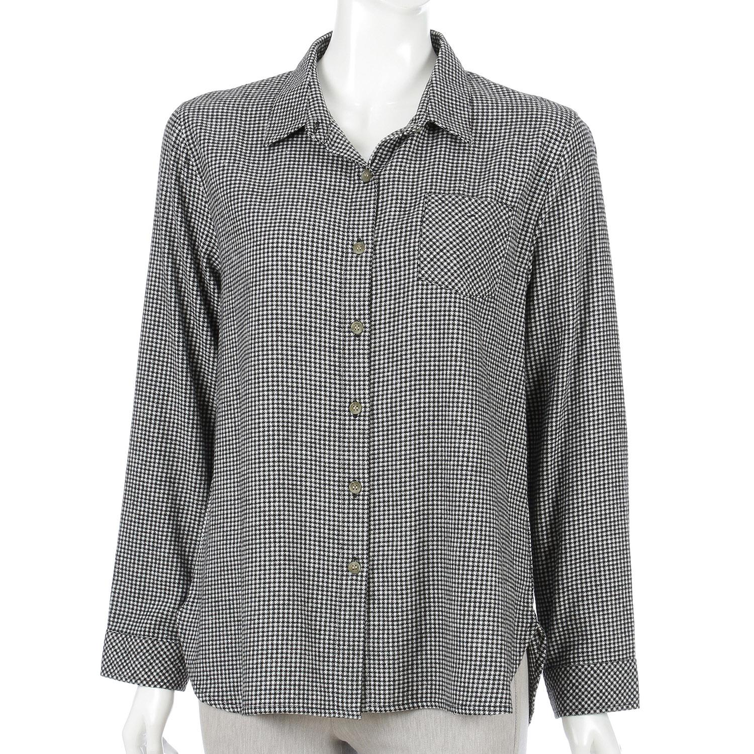 Cotton Flannel Shirt, Houndstooth Pattern, L