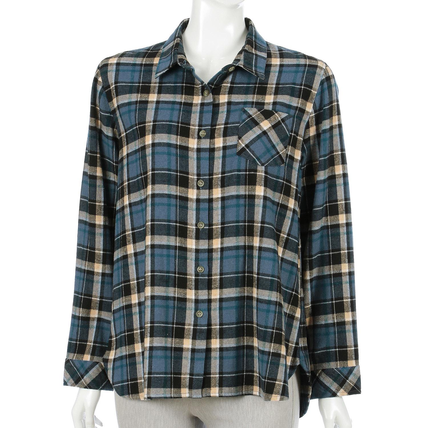 Cotton Flannel Shirt, Navy Check, LL (2L)