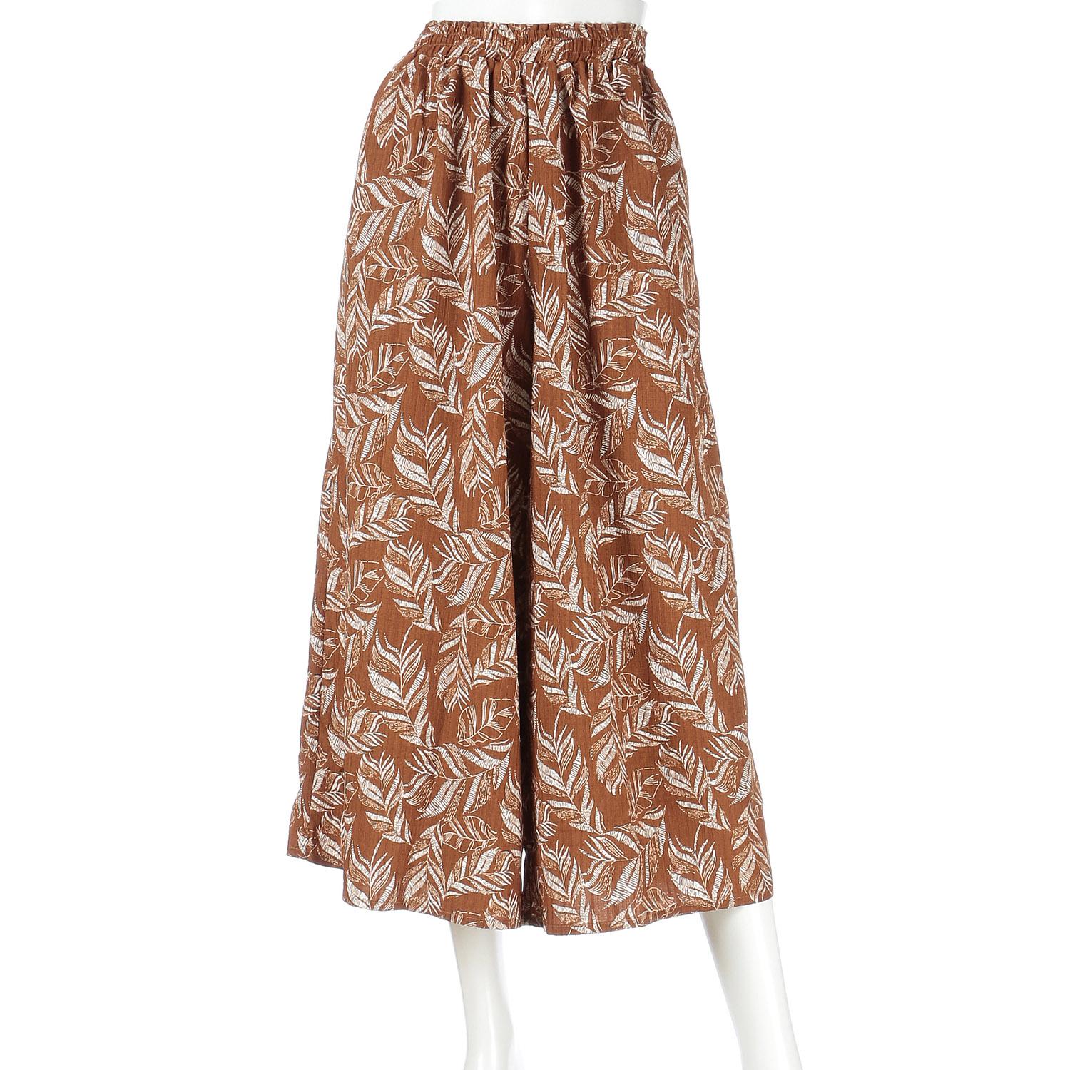 le colis Botanical Print Gathered Pants Brown Print M