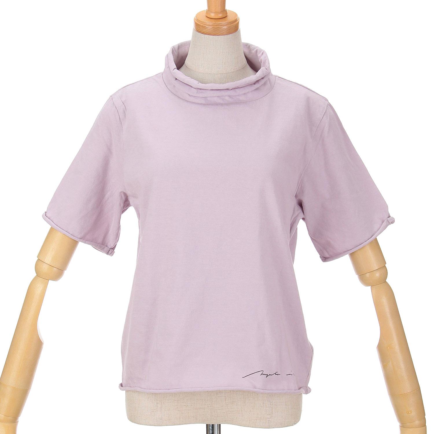 Magenta Cotton Jersey Two-Layer Rolled Hem Short Sleeve Lavender F (Free)