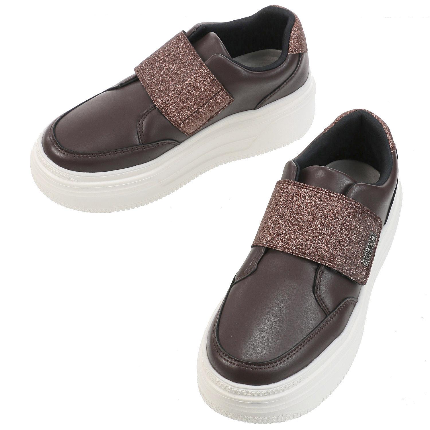 Kitson Velcro Thick-Sole Lame Sneakers 1502