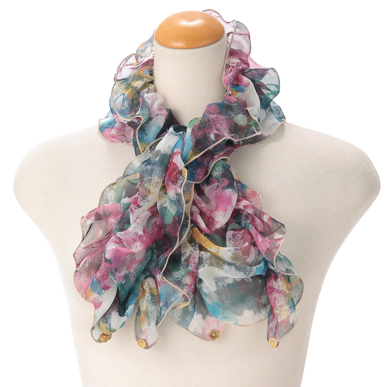 Packaged Made in Japan Ballett Shirring Stole Flower Garden Red