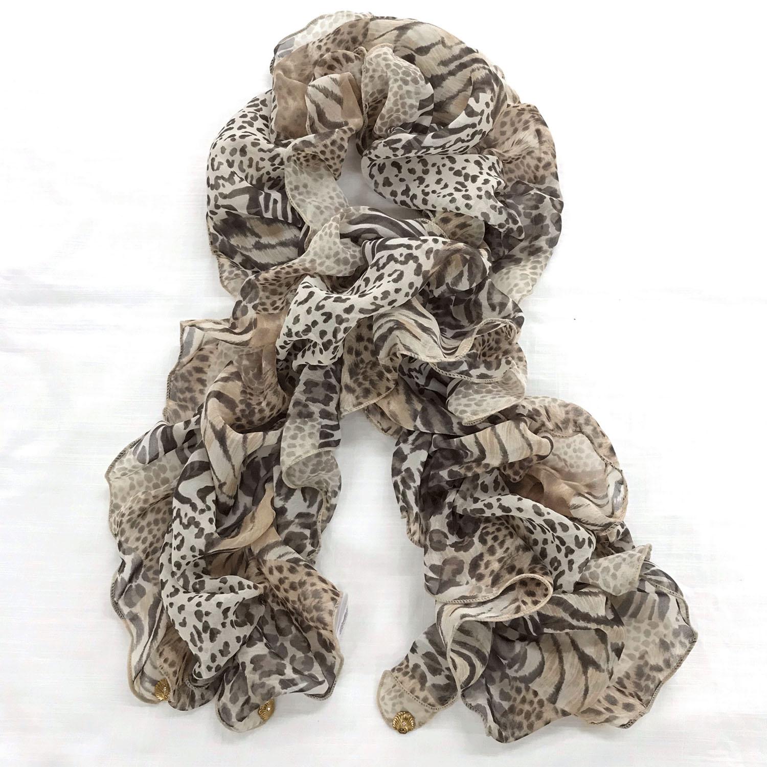 Packaged Japanese-made Ballett Shearling Stole - MIX Animal Brown