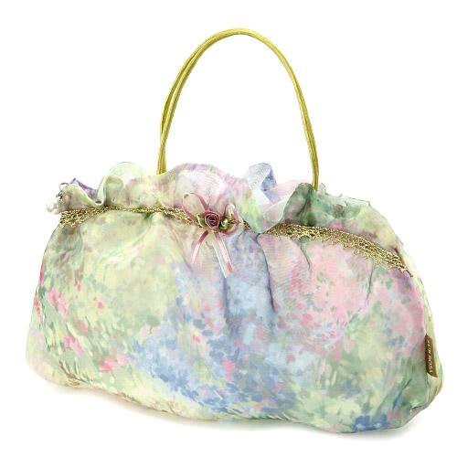 Organza Frill Handle Pouch Large 02 Light Green