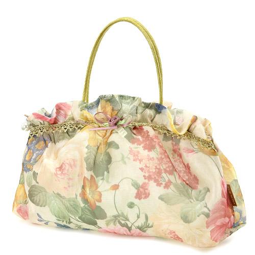 Organza Frill Handle Pouch Large 06 Beige