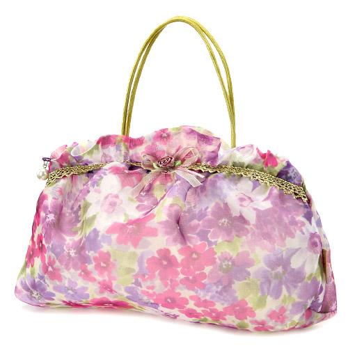 Organza Frill Handle Pouch Large 17 Lavender