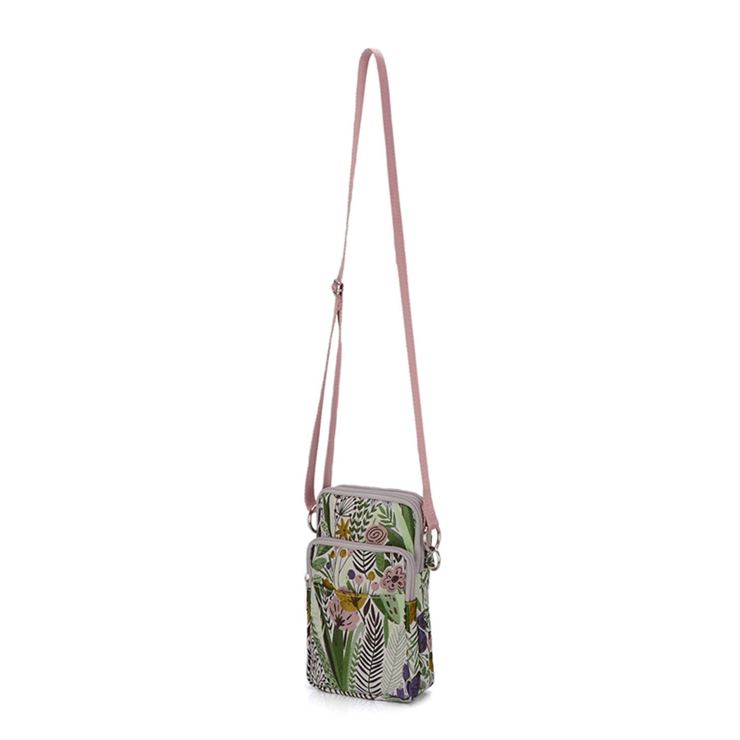 Botanical Print Mini Shoulder Bag in Grayish Pink