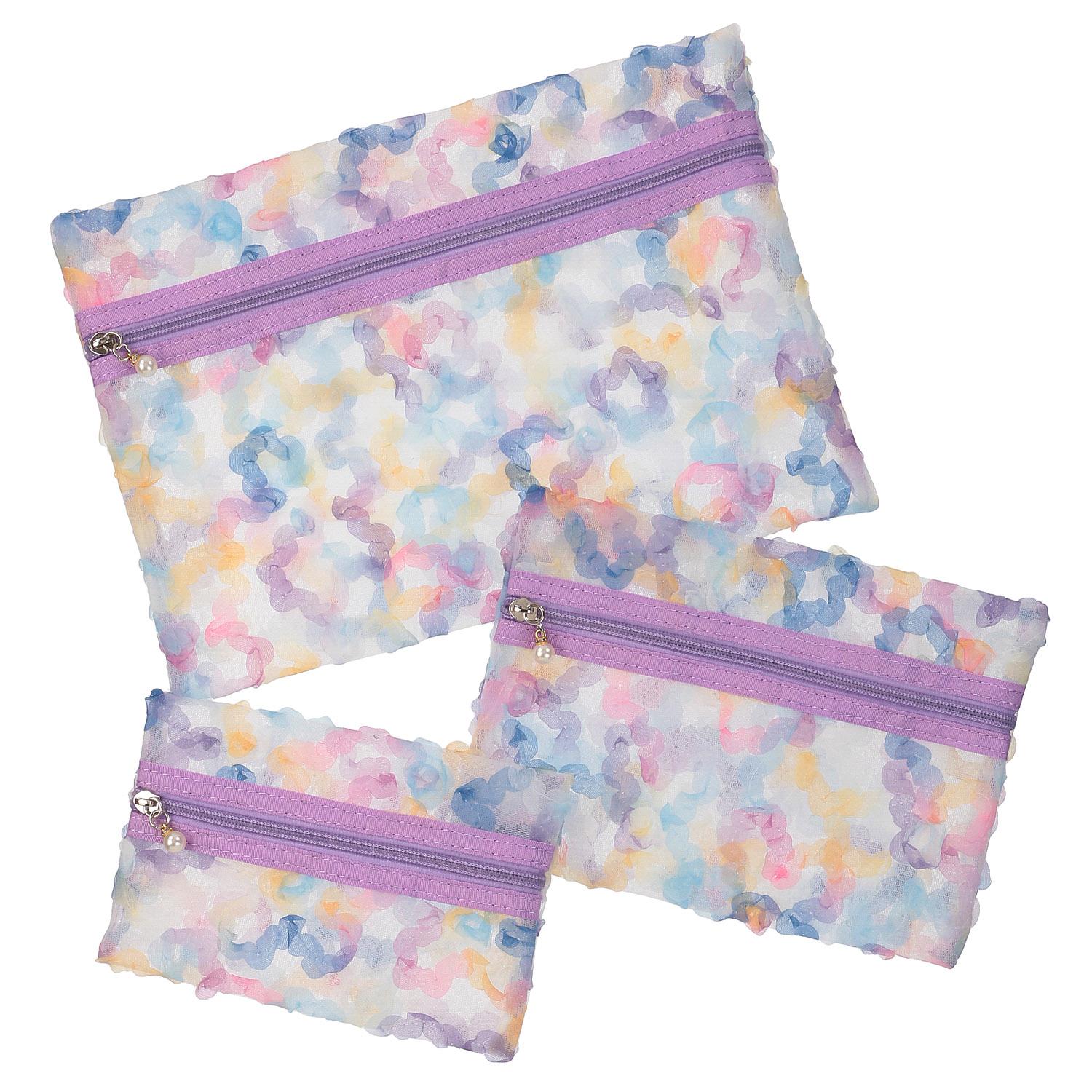 Colorful Lace Triple Pouch