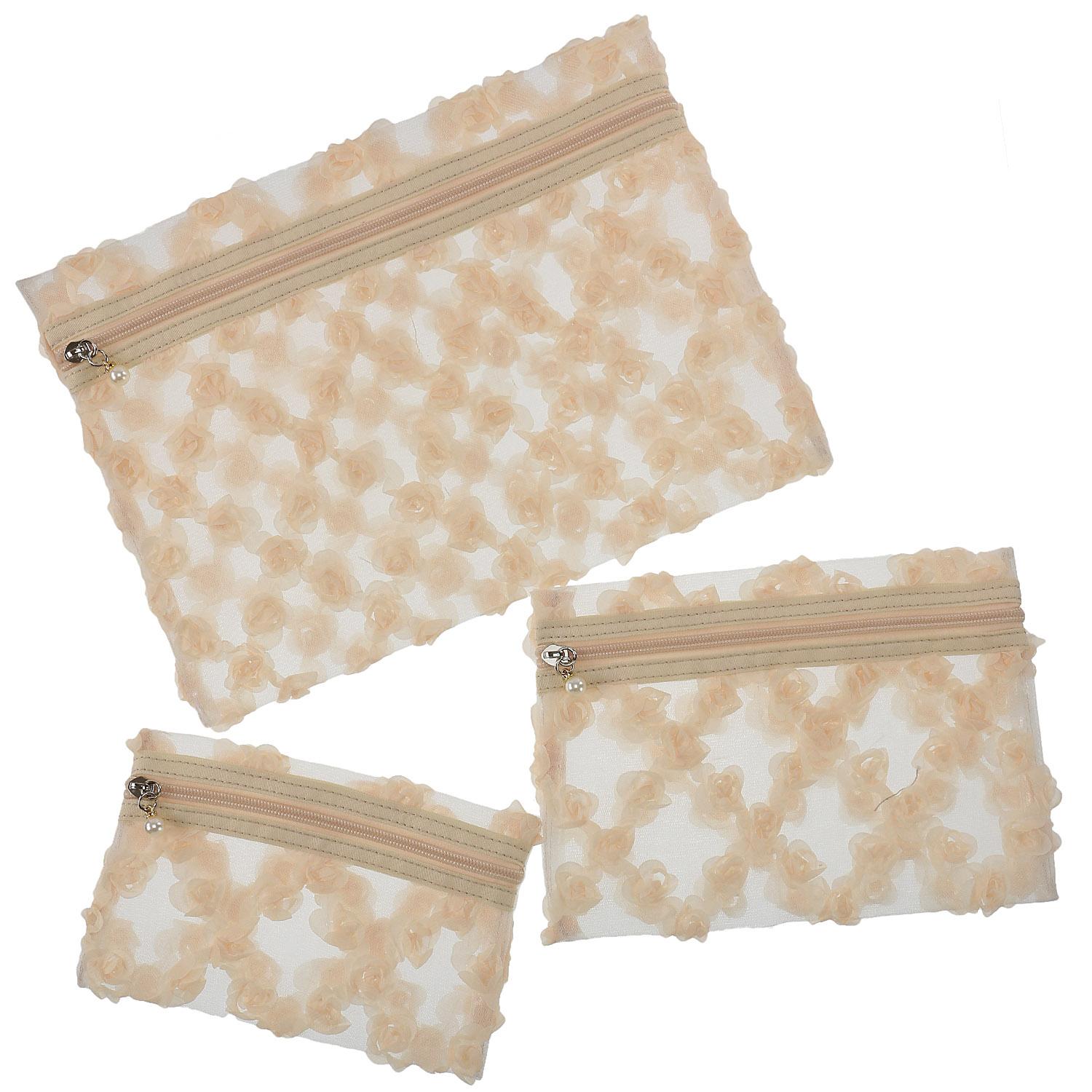 Messy Flower Tulle Pouch 3-Piece Set