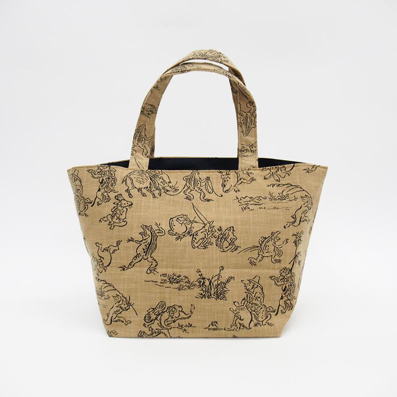 Bird and Beast Playful Paintings Small Multi-Purpose Tote Bag, Brown