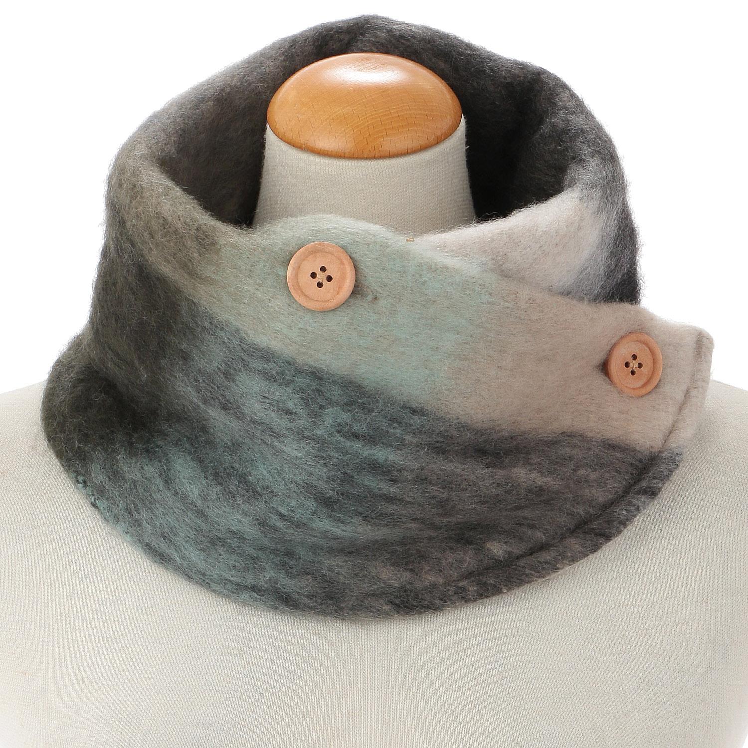 Volume Neck Warmer Check Gray Green