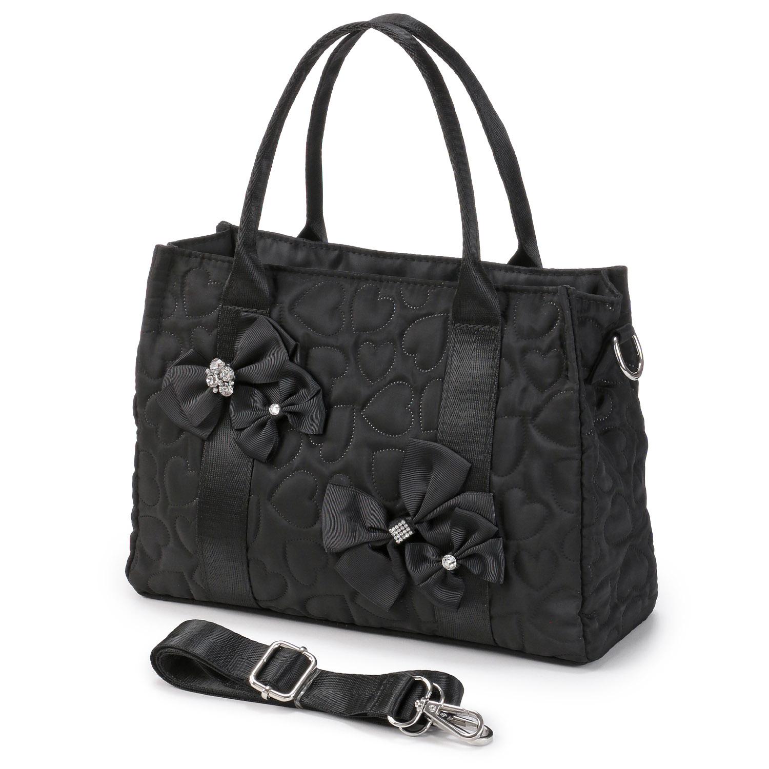 Decorative Heart Quilted 2-Way Bag