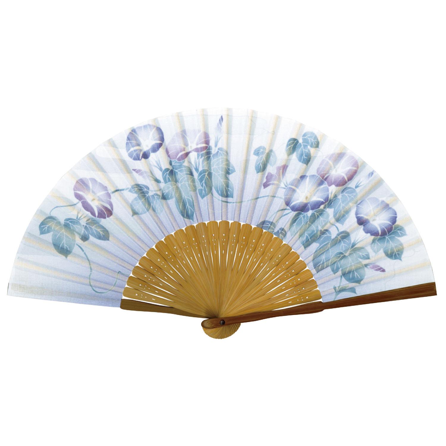 Women's Folding Fan Poem of Flowers: Morning Glory