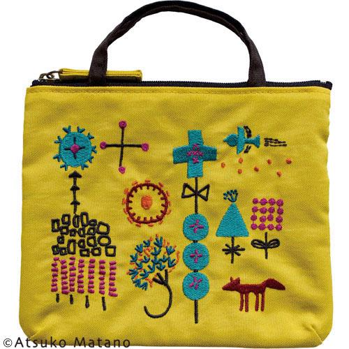 ATSUKO MATANO Embroidered Pouch Small Forest (Yellow)