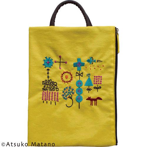 ATSUKO MATANO Embroidered Flat Pouch Small Forest (Yellow)