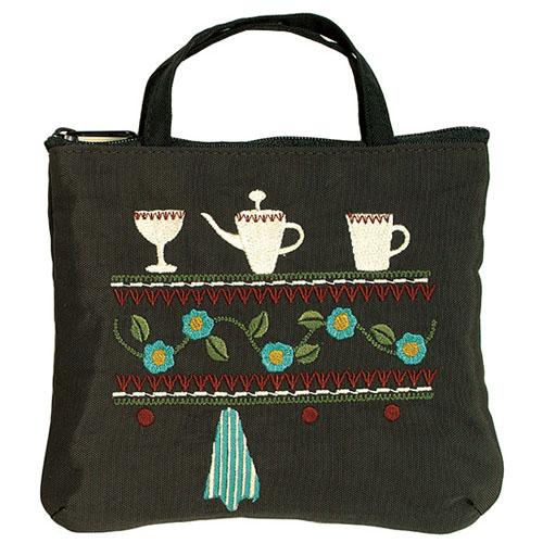 ATSUKO MATANO Embroidered Pouch for Dish Cabinet, Brown