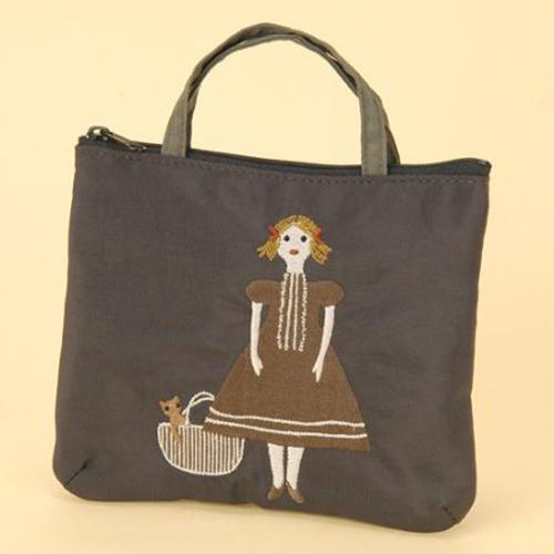 ATSUKO MATANO Embroidered Pouch Doll Brown