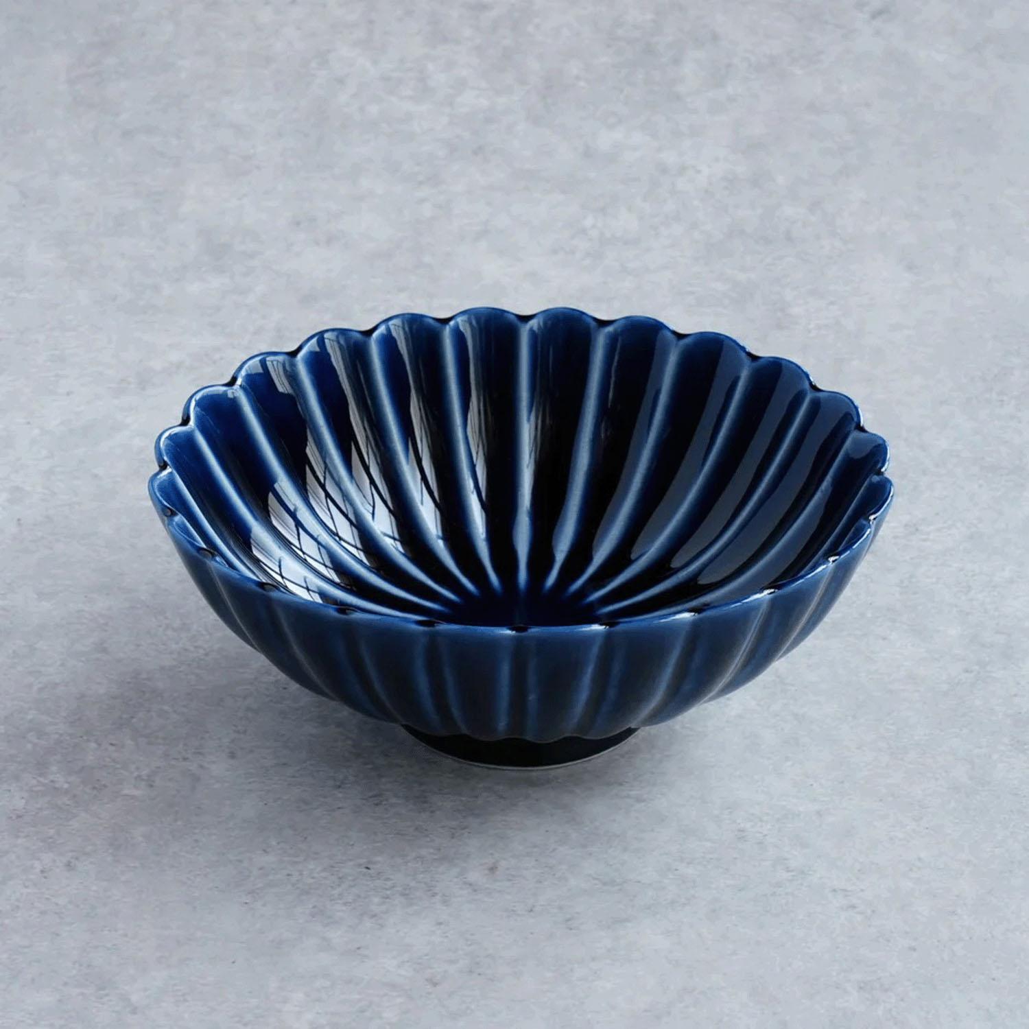 Giyaman Pottery Eggplant Blue Oval Bowl