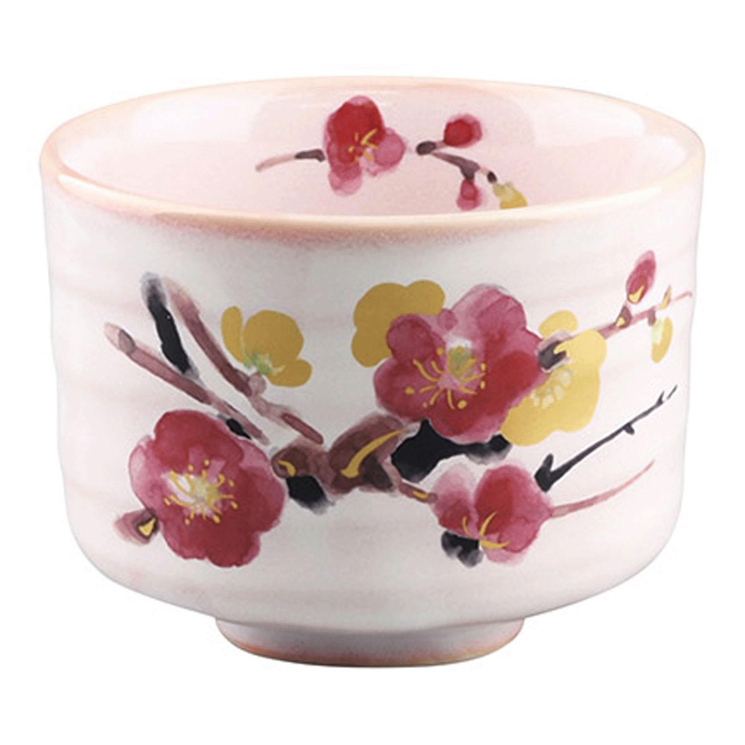 Manyō Flowers: Plum Blossom Underlay: Pink Matcha Bowl