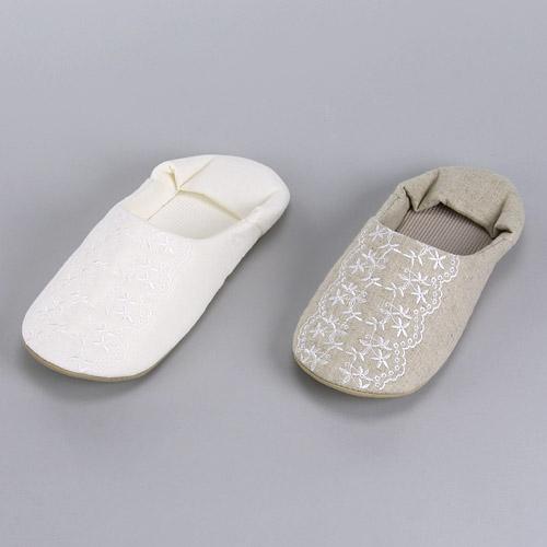 Linen Lace Embroidered Babouche
