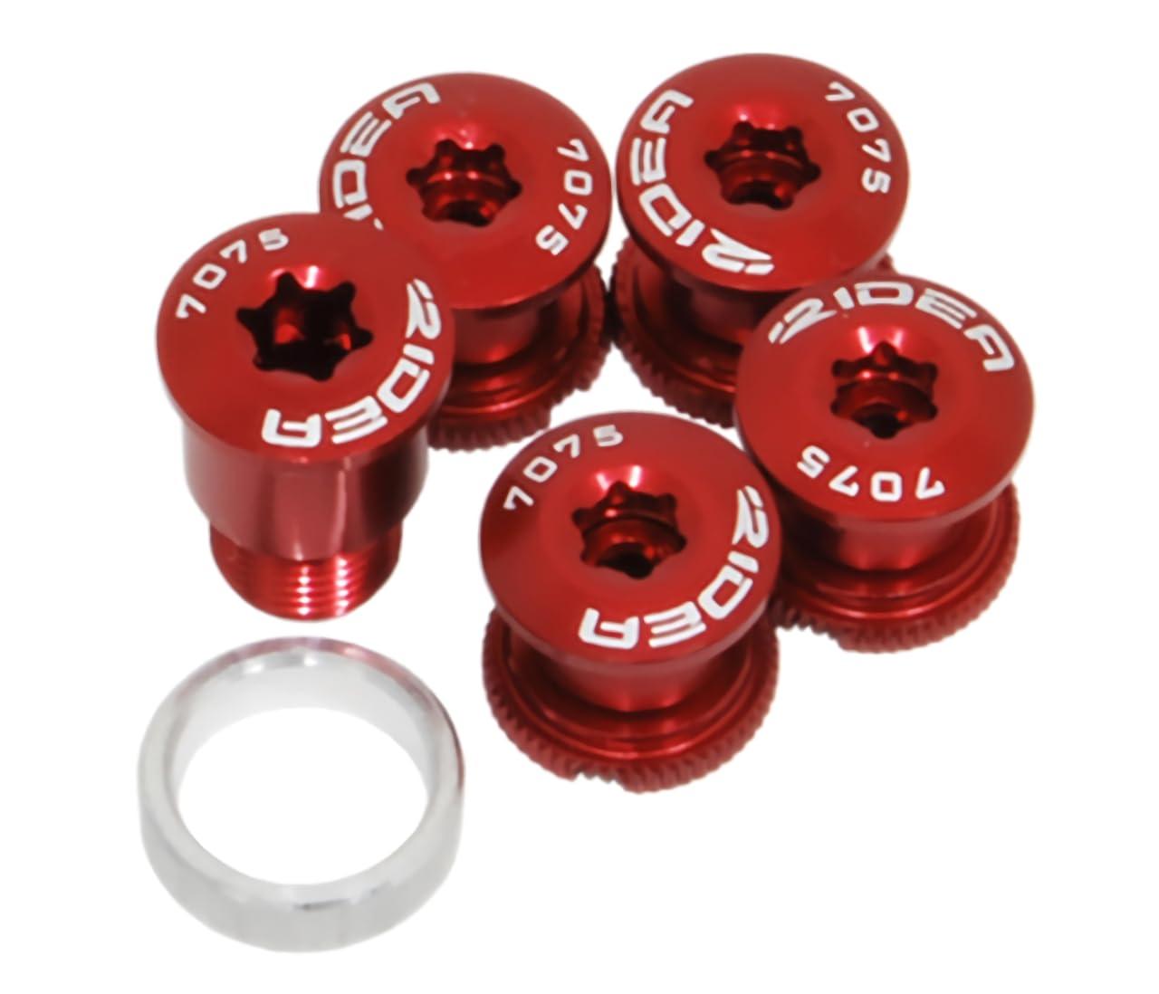 RIDEA Chainring Screw for Campagnolo Red 5-Piece Set with Spacers (Outer Diameter 13mm × Inner Diameter 10mm × Thickness 3.5mm)