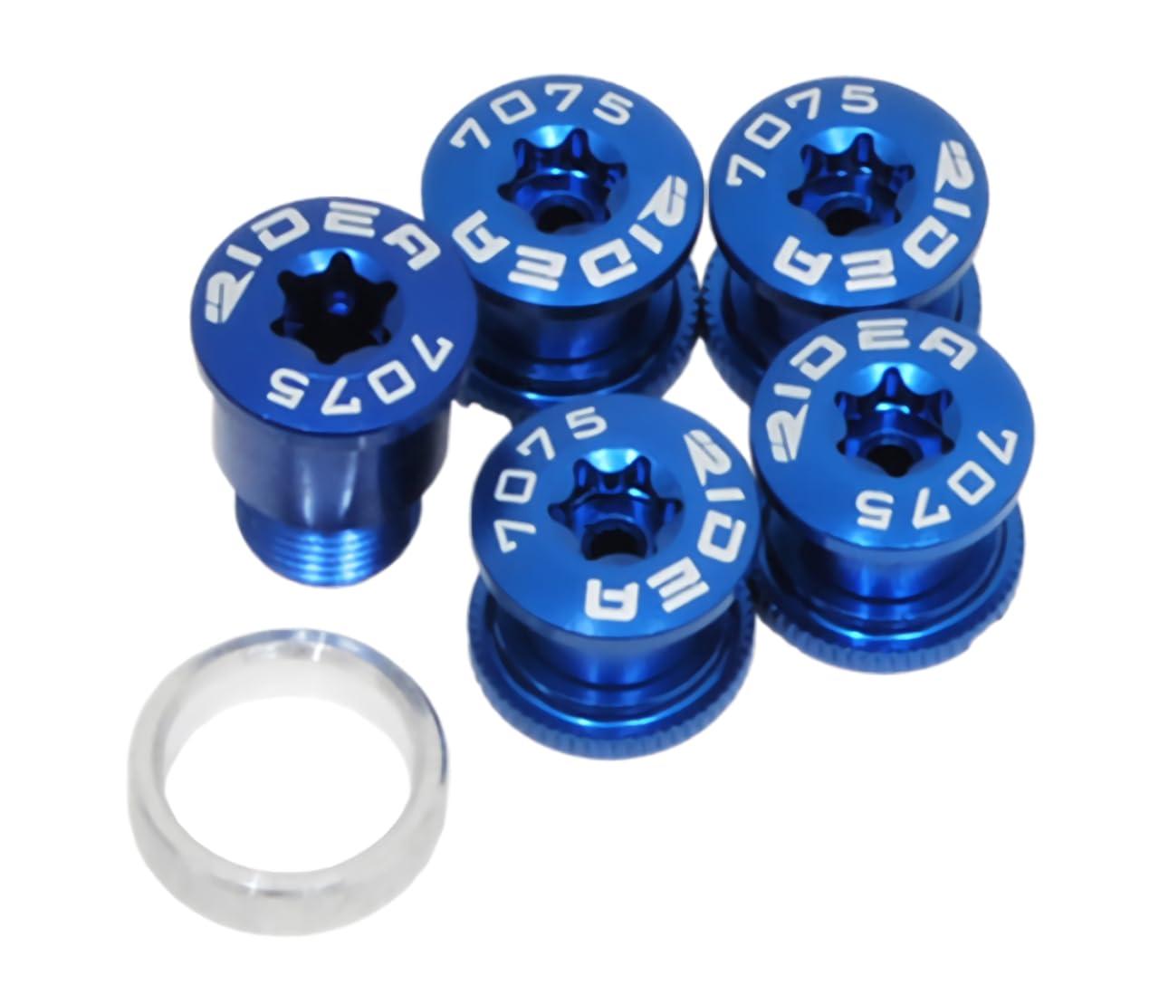 RIDEA Chainring Screw for Campagnolo Blue 5-Piece Set with Spacers (Outer Diameter 13mm × Inner Diameter 10mm × Thickness 3.5mm)