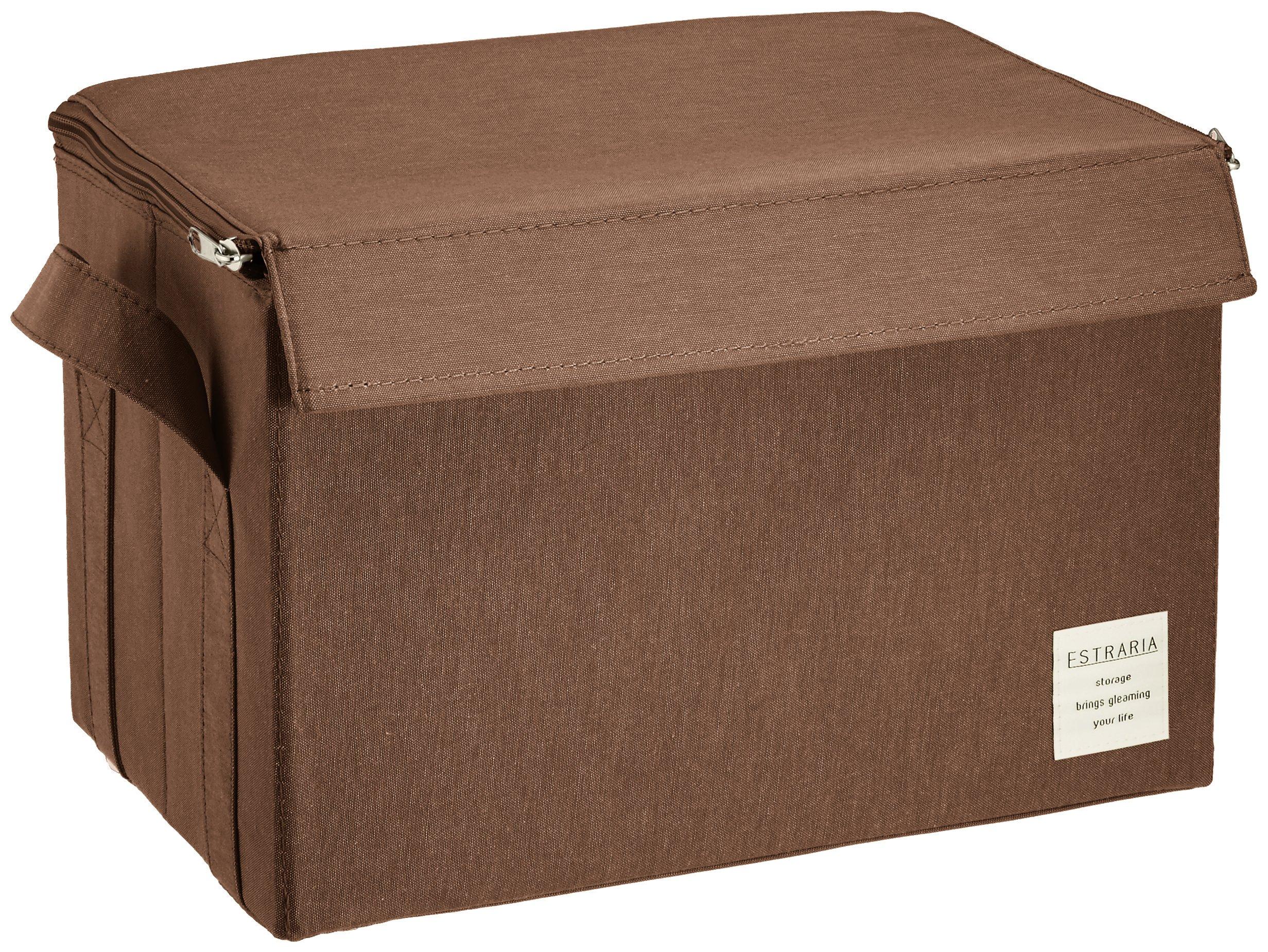 Toyo Case Strelia Nature Case Storage Box with Lid M Size Width 33 x Depth 22 x Height 22cm Brown ESTN-CBM-BR