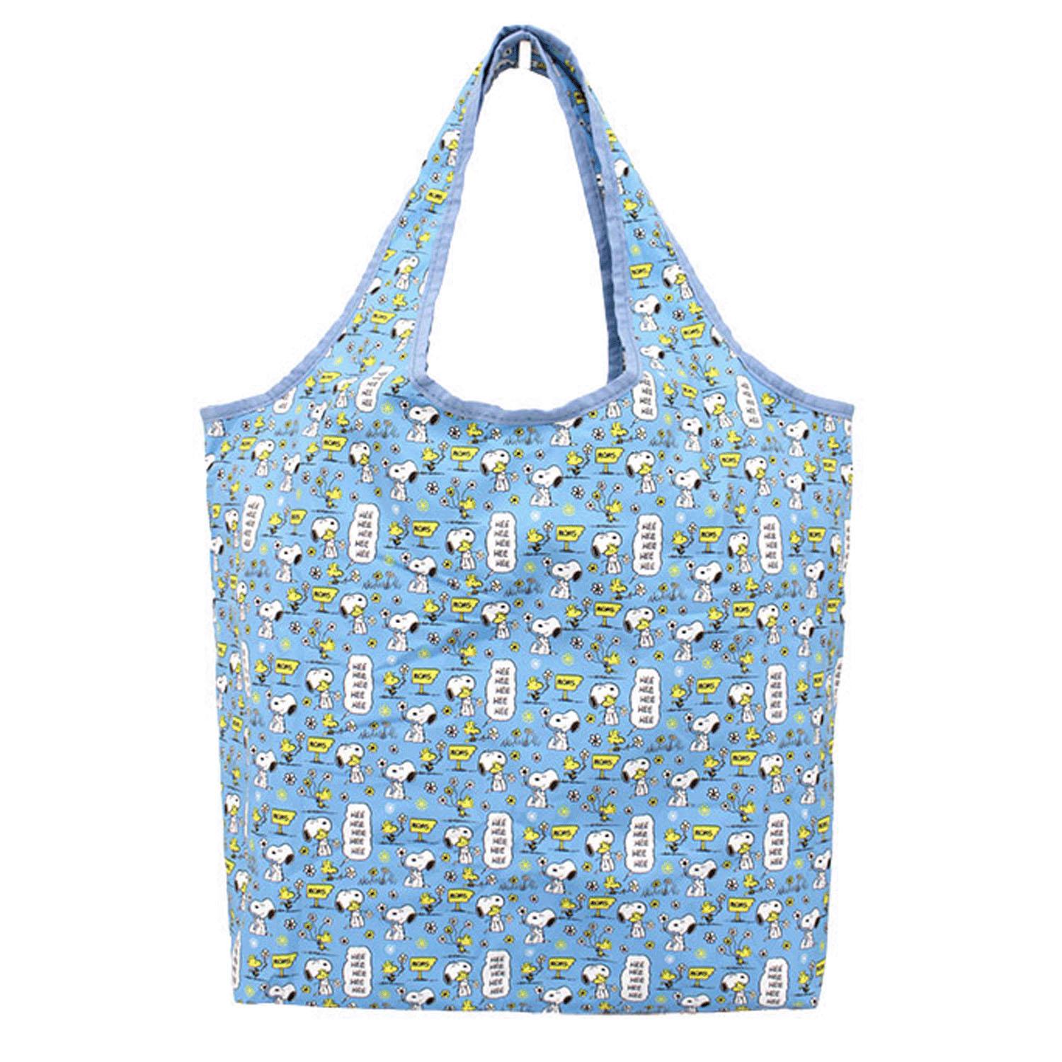 Snoopy Foldable Insulated Eco Bag 06 Blue Flower