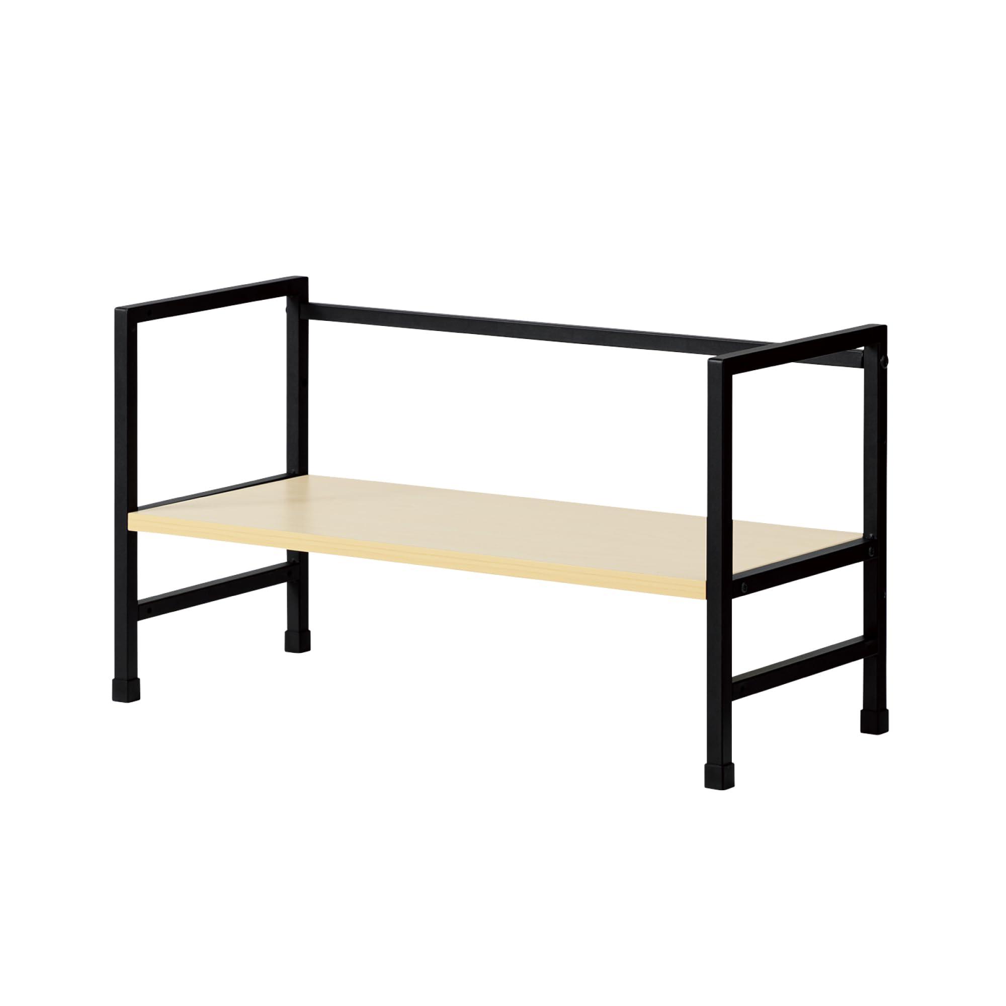 Asuka Desk Stand with Height Adjustment, High Type, Wood Grain/Black, DSK08BK, 1 unit