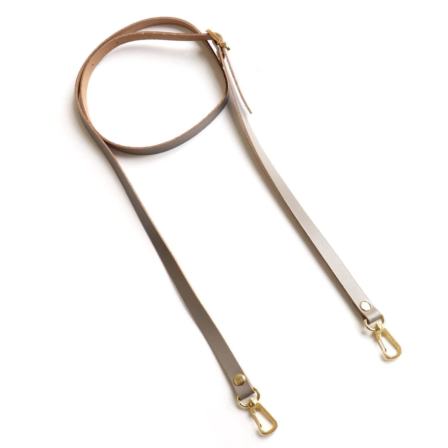 Nippon Button Trading Genuine Leather Shoulder Strap Water-Repellent Finish Gold Hardware Narrow Width 12mm Silver KT60-G-S